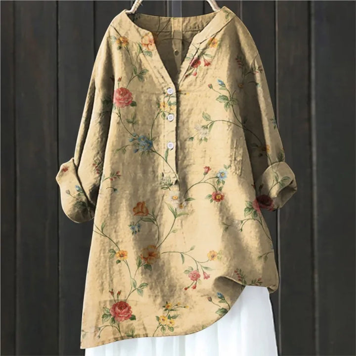 Laura | Weiche Blumenbluse mit Knöpfen - Elle Zürich