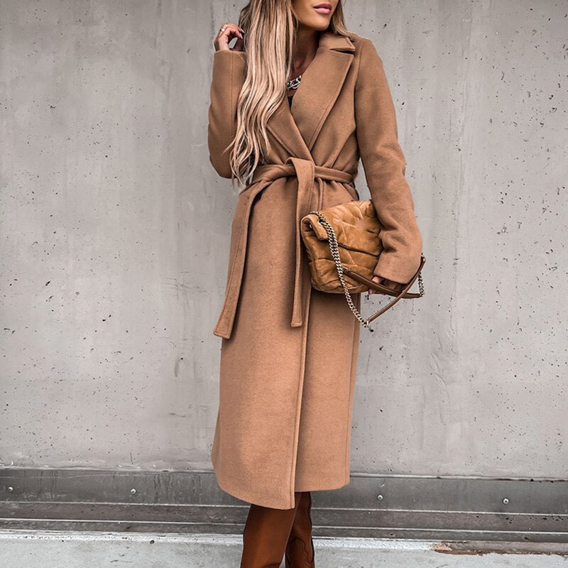 Alena - Elegante Wollen Jas Met Riem Voor Dames - Elle Zürich