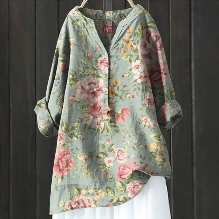 Laura | Weiche Blumenbluse mit Knöpfen - Elle Zürich