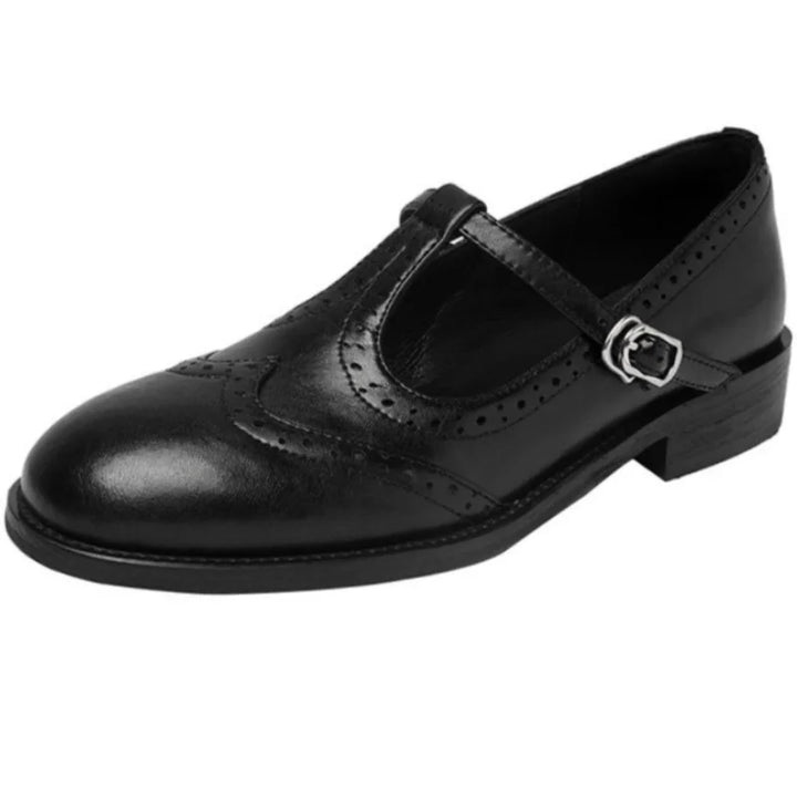 Alina | Klassische Damen Leder T-Riemchen Schuhe