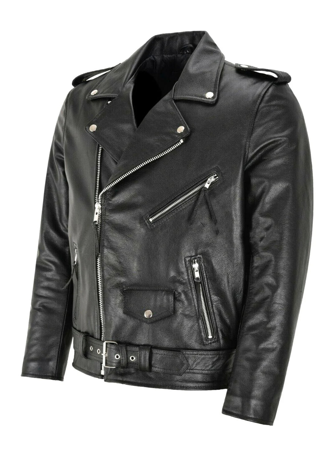 Austin | Herren Winter Leder-Bikerjacke mit Gürtel