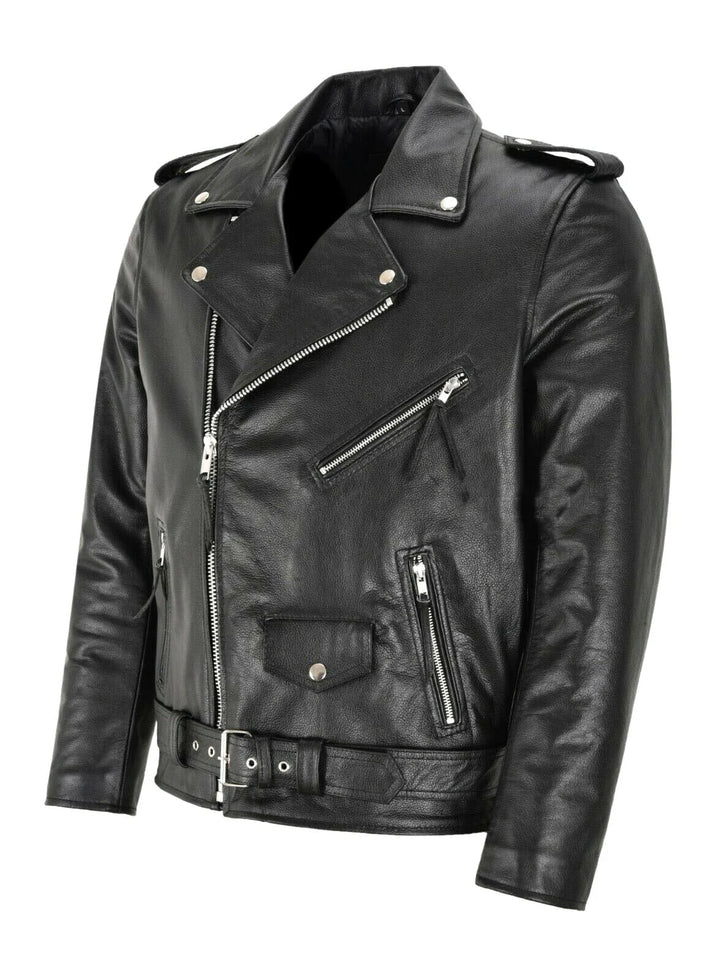 Austin | Herren Winter Leder-Bikerjacke mit Gürtel