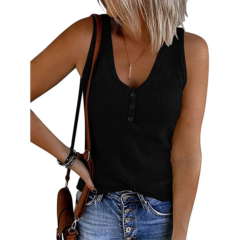 Laura | Atmungsaktives ärmelloses Sommer Top mit V-Ausschnitt für Damen - Elle Zürich