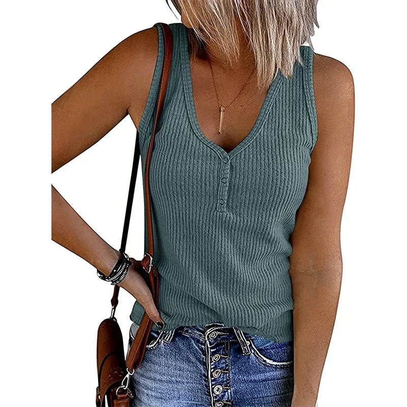 Laura | Atmungsaktives ärmelloses Sommer Top mit V-Ausschnitt für Damen - Elle Zürich