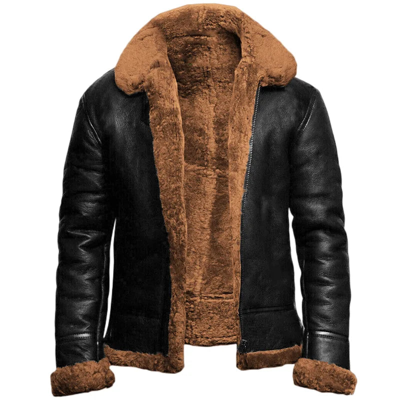 Oliver | Herren Winter Leder Shearling Jacke mit Fell