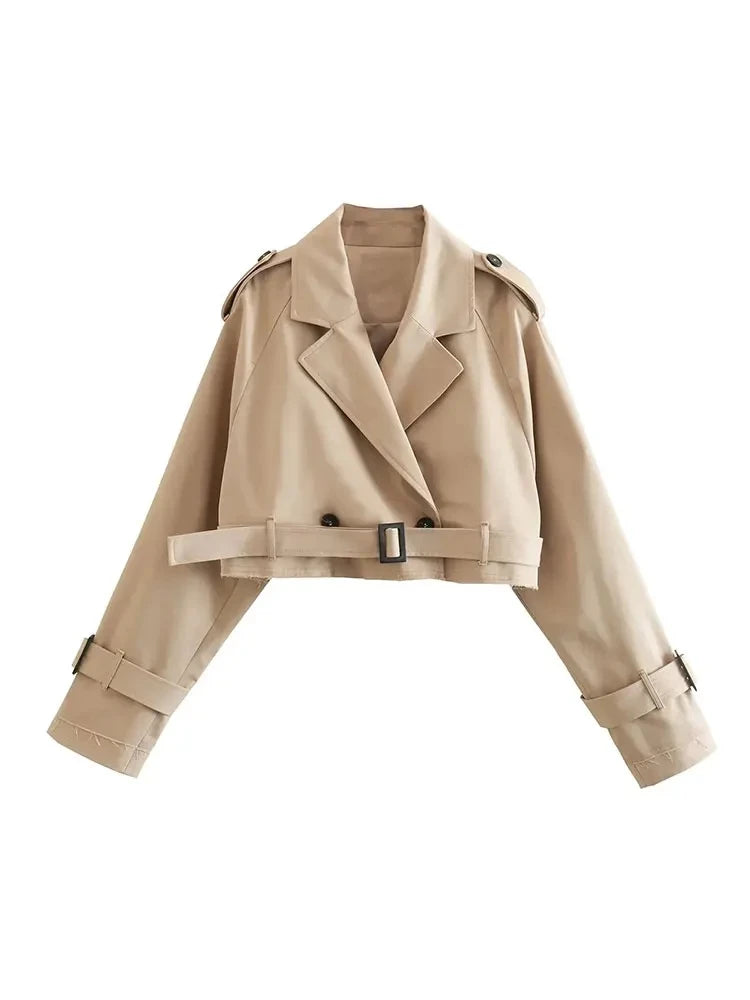 Greta | Frauen Winter-Cropped-Jacke mit Gürtel - Elle Zürich