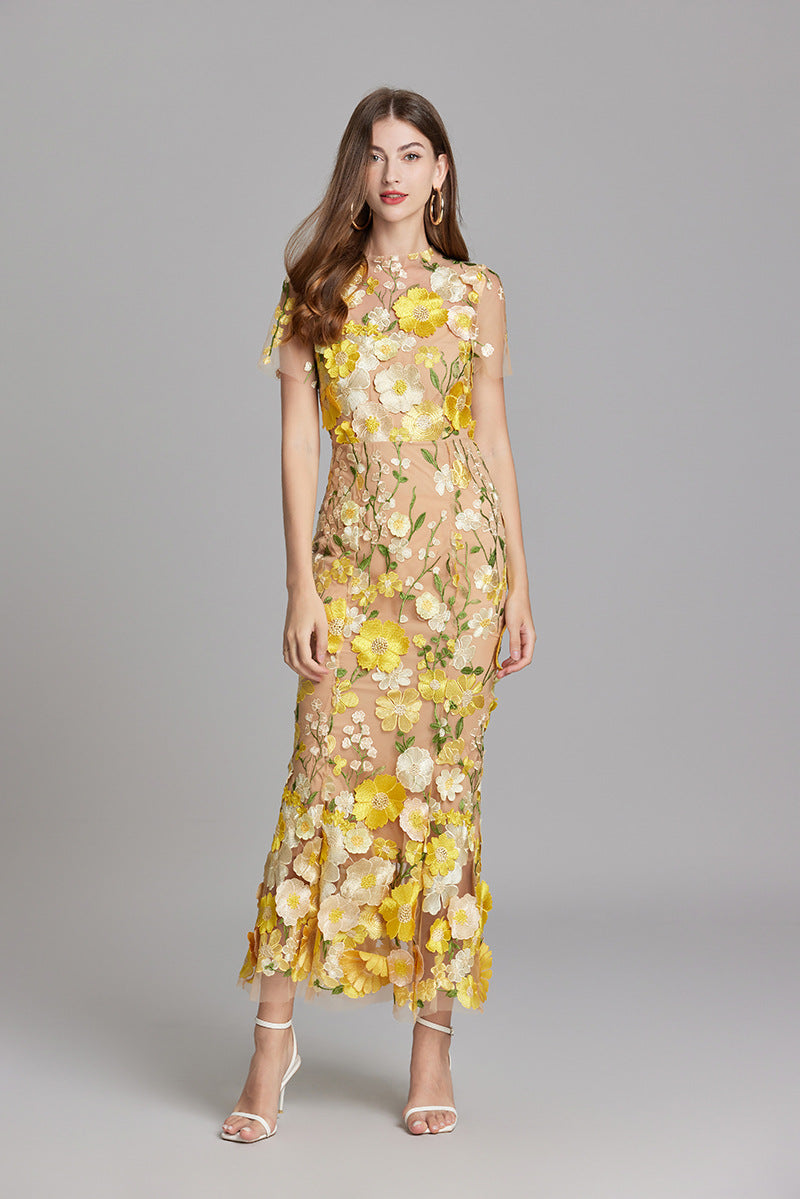 Lara | Elegantes Blumenkleid aus Mesh - Elle Zürich