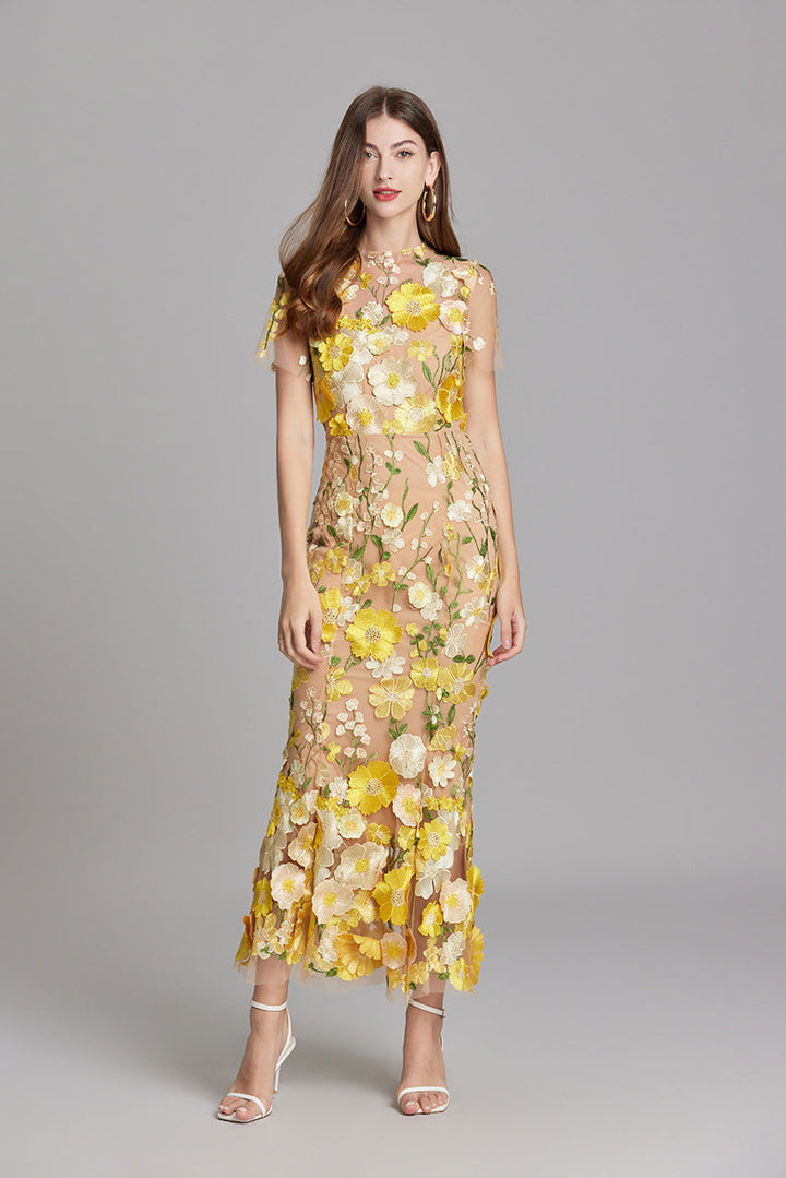 Lara | Elegantes Blumenkleid aus Mesh - Elle Zürich