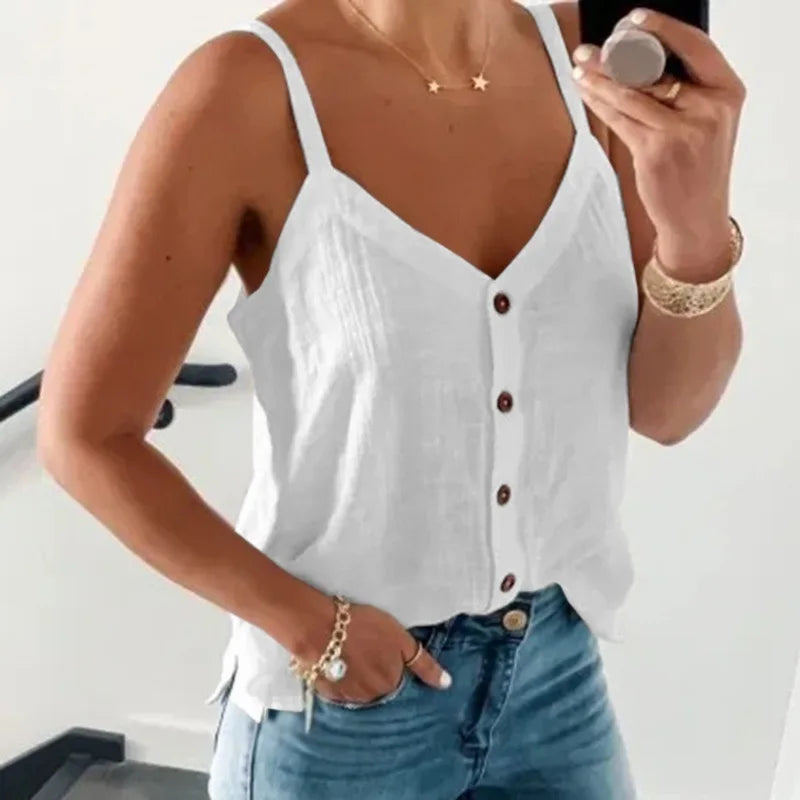 Edith | Damen Sommer Cami-Top mit Knopfleiste - Elle Zürich