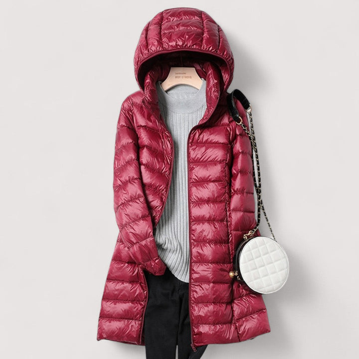 Petra | Damen Winter Lange Kapuzen-Steppjacke