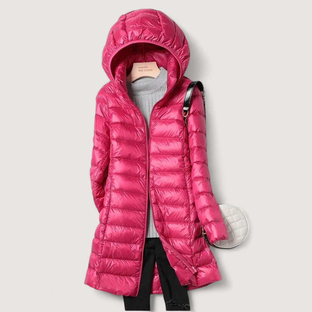 Petra | Damen Winter Lange Kapuzen-Steppjacke