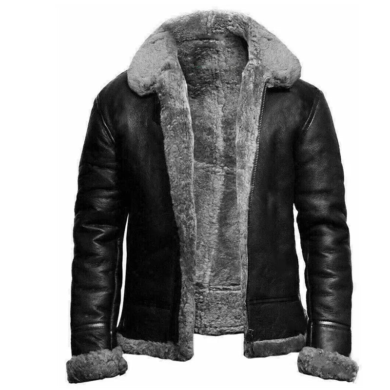 Oliver | Herren Winter Leder Shearling Jacke mit Fell