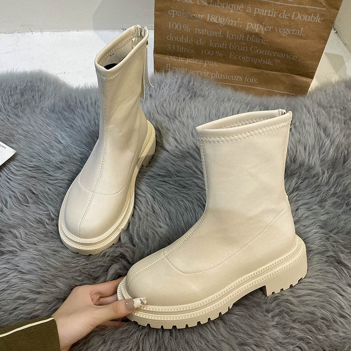 Doris | Damen Moderne Dicke Sohle Wadenlange Stiefel