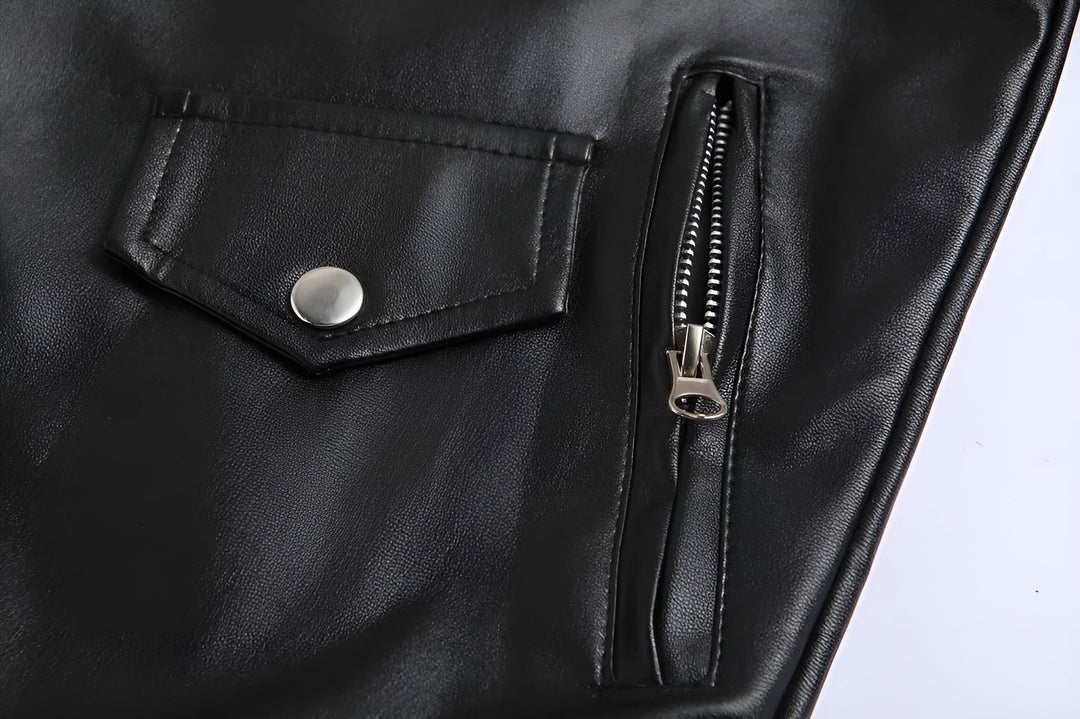 Austin | Herren Winter Leder-Bikerjacke mit Gürtel