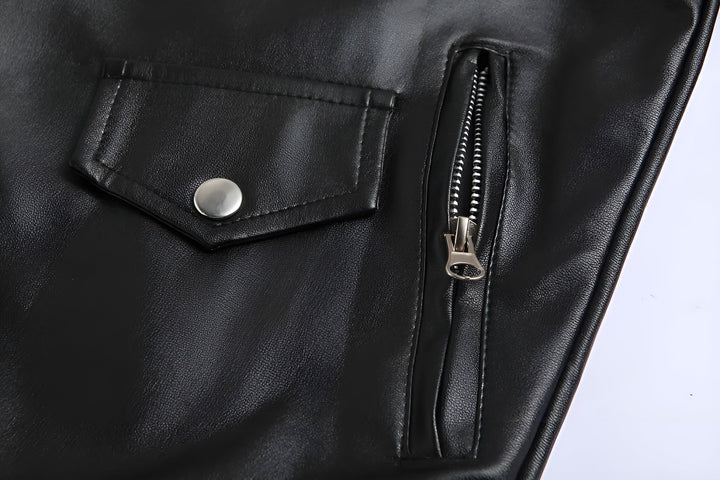 Austin | Herren Winter Leder-Bikerjacke mit Gürtel