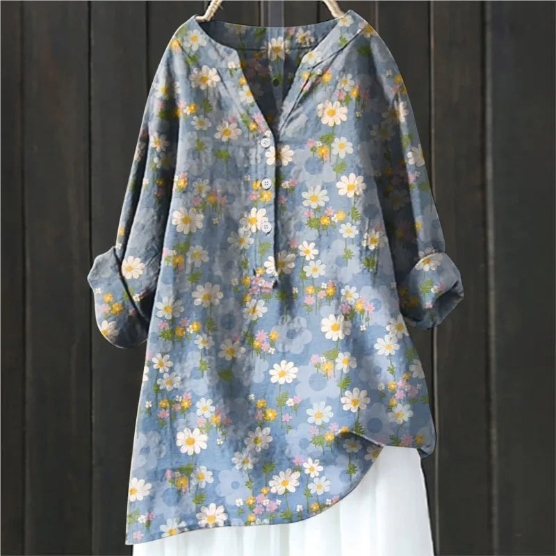 Laura | Weiche Blumenbluse mit Knöpfen - Elle Zürich