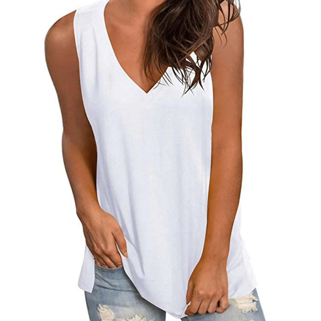 Johanna | Sommerliches Ärmelloses Loose-Fit V-Ausschnitt Top für Damen - Elle Zürich