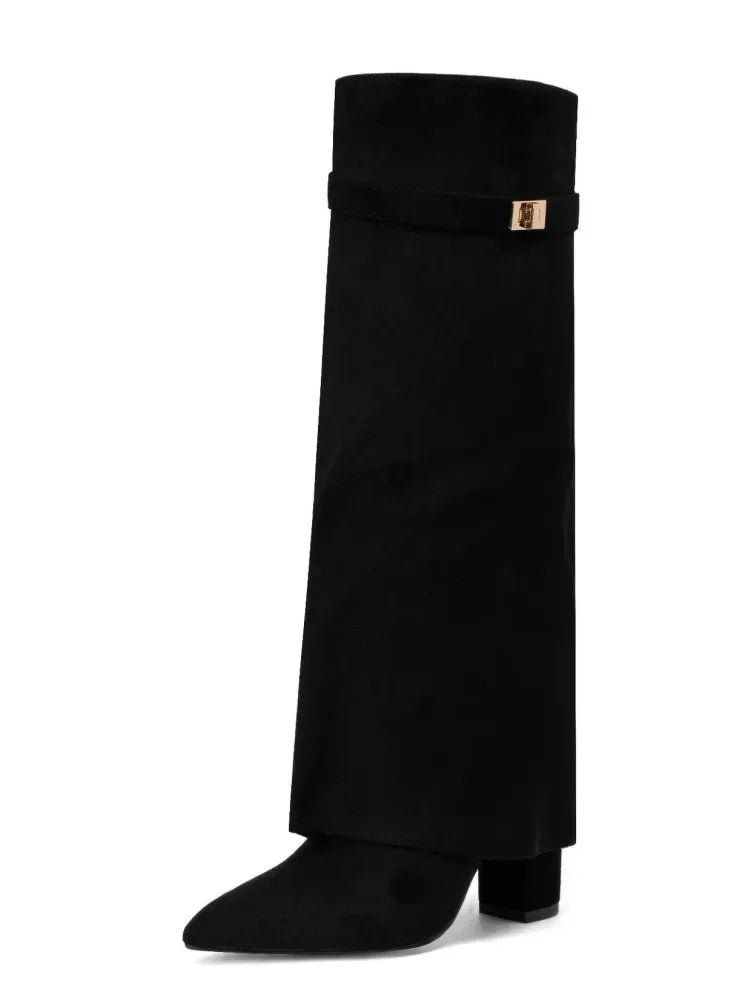 Carmen | Damen Leder Oberschenkelhohe Stiefel mit Schnalle