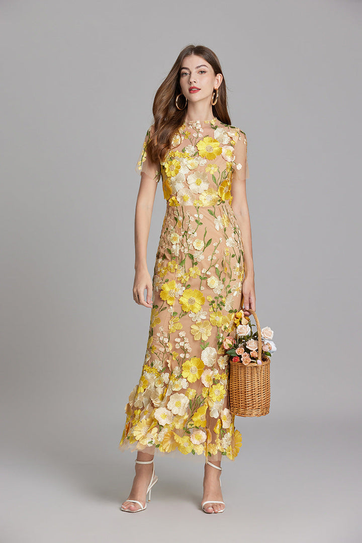 Lara | Elegantes Blumenkleid aus Mesh - Elle Zürich