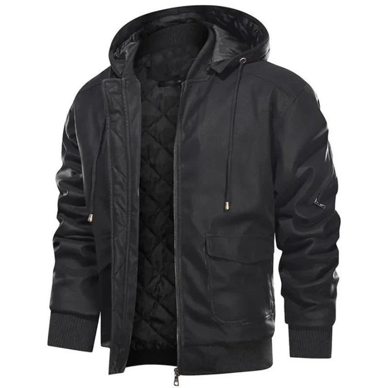 Roland | Herren Winter-Bomberjacke mit Kapuze und gestepptem Futter - Elle Zürich