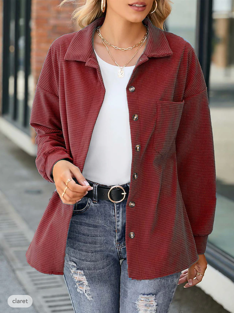 Karin | Damen Winter-Hemdjacke mit Knöpfen - Elle Zürich