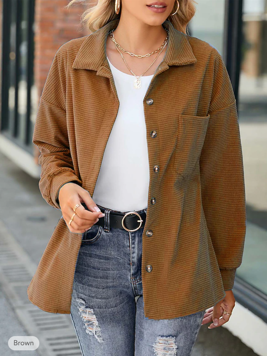 Karin | Damen Winter-Hemdjacke mit Knöpfen - Elle Zürich