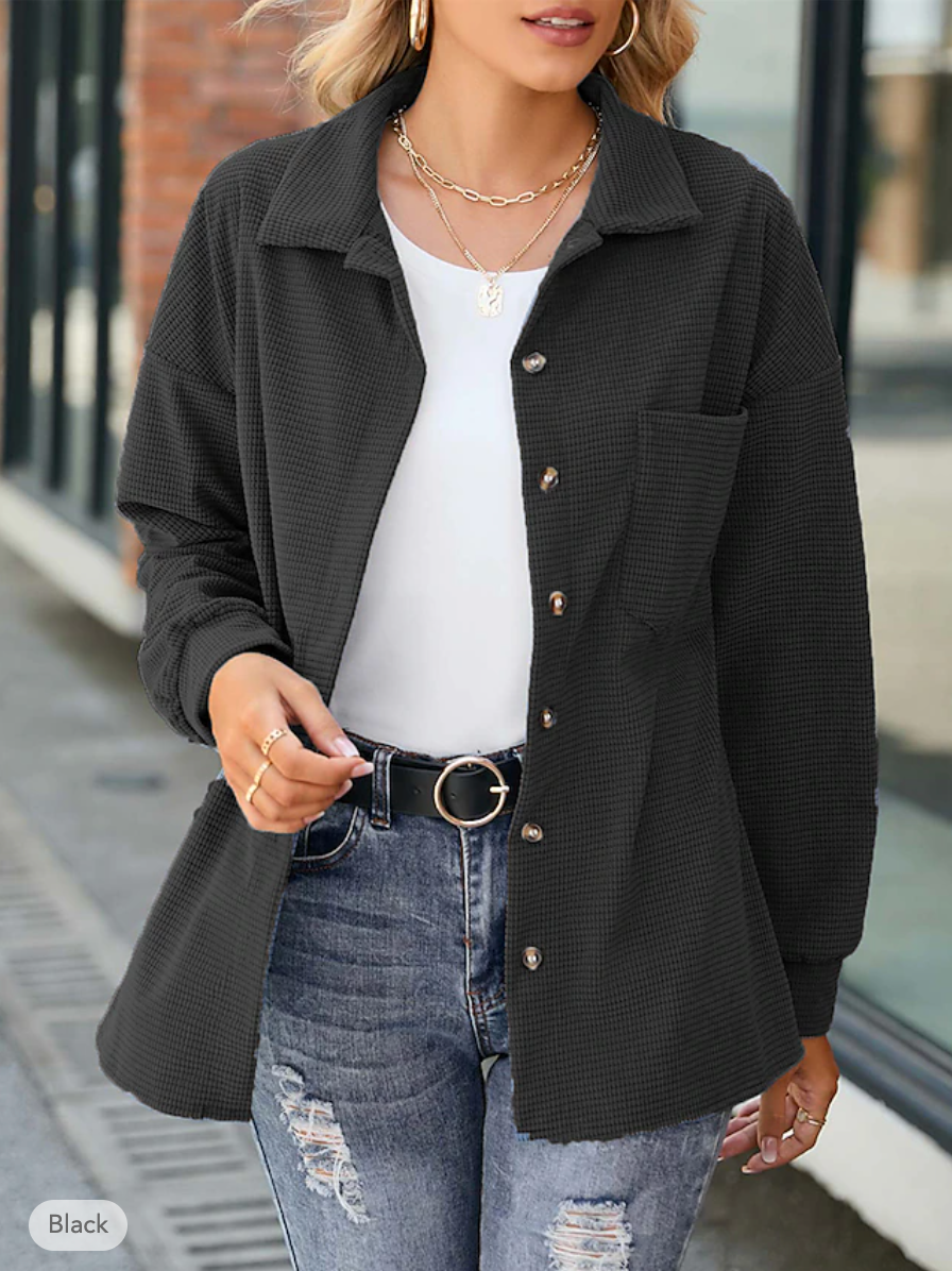 Karin | Damen Winter-Hemdjacke mit Knöpfen - Elle Zürich