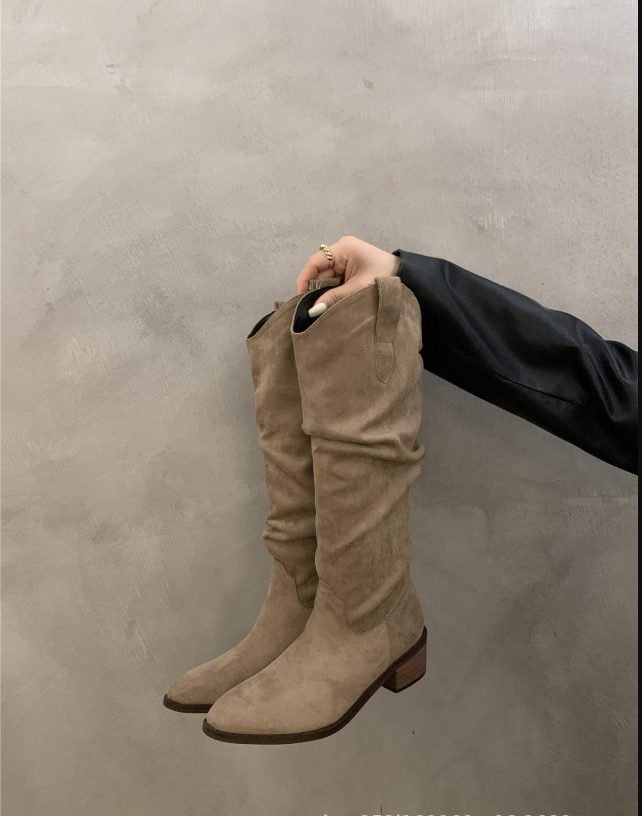 Viviane | Niedriger Absatz Western Stil Lange Stiefel Damen