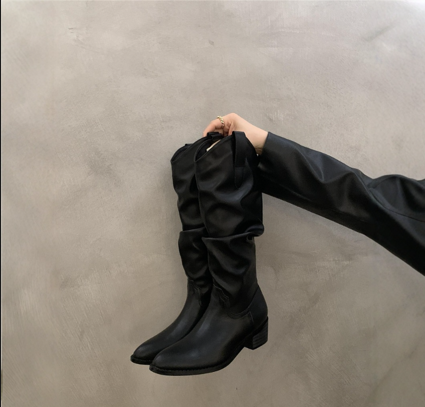 Viviane | Niedriger Absatz Western Stil Lange Stiefel Damen