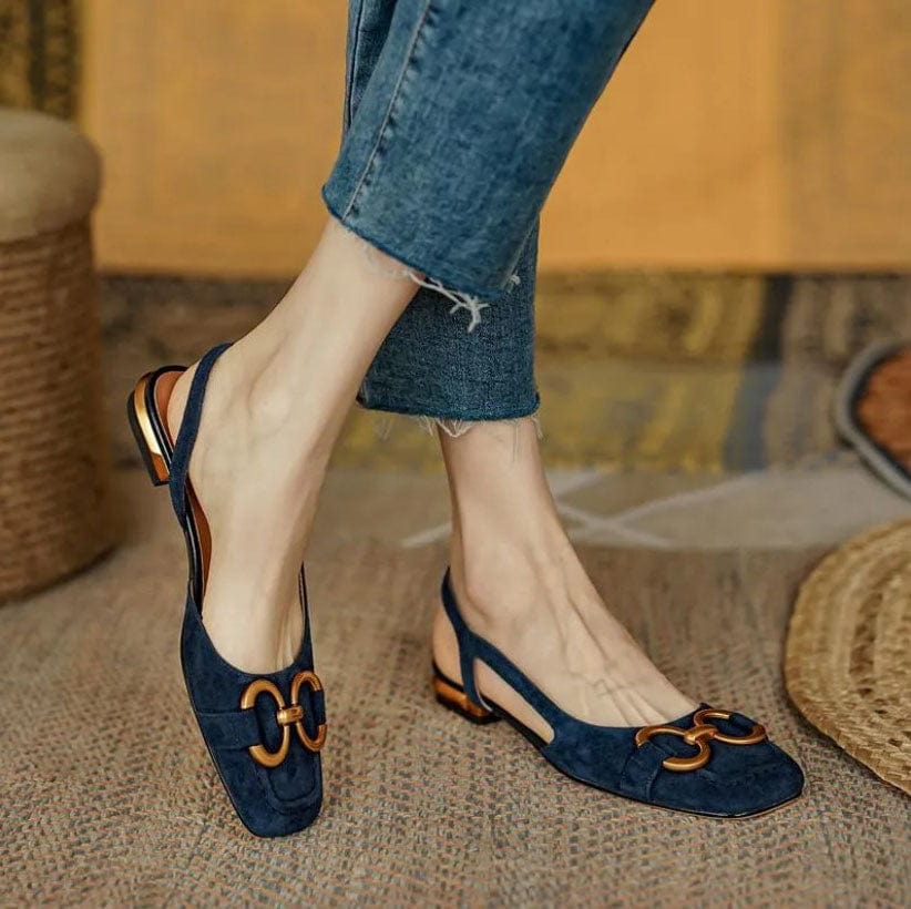 Julia | Stilvolle Damen Slingback Ballerinas mit Schnallen Akzent - Elle Zürich