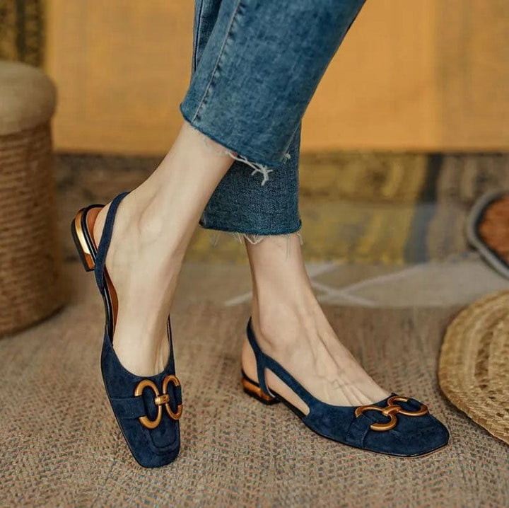 Julia | Stilvolle Damen Slingback Ballerinas mit Schnallen Akzent - Elle Zürich