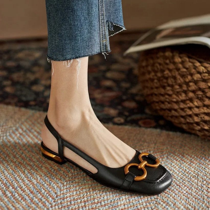 Julia | Stilvolle Damen Slingback Ballerinas mit Schnallen Akzent - Elle Zürich