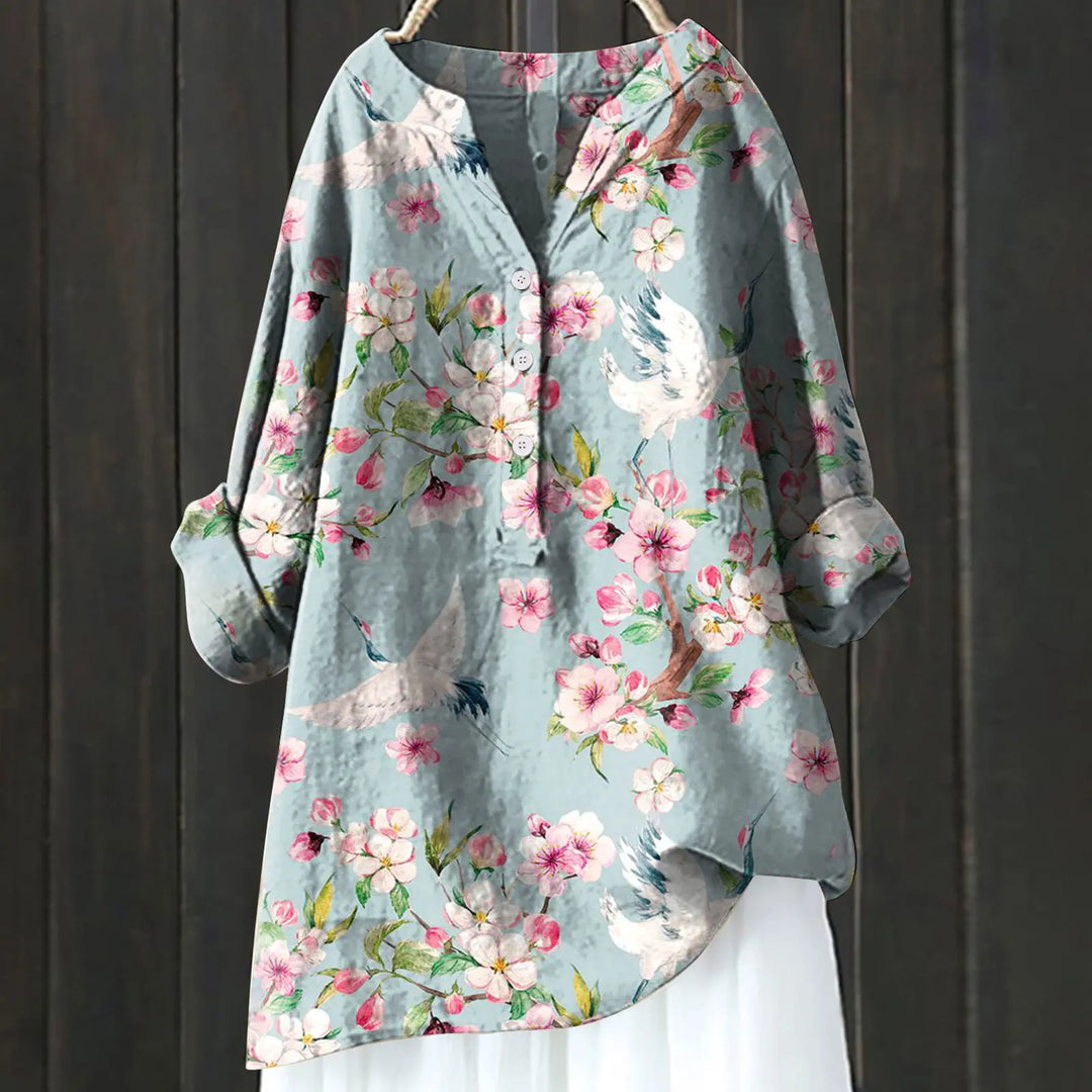 Laura | Weiche Blumenbluse mit Knöpfen - Elle Zürich