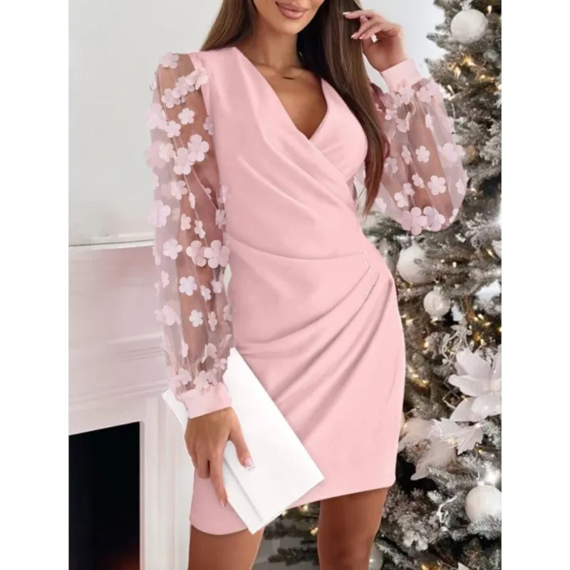 Verena | Elegantes Winterkleid für Damen mit transparenten Ärmeln - Elle Zürich