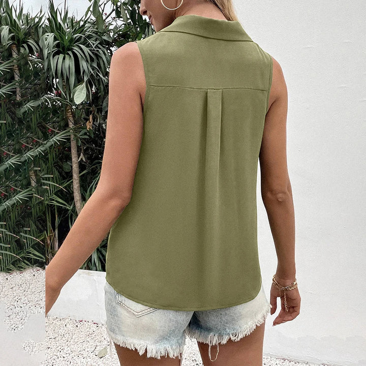 Felicia | Damen Sommer Ärmellose Bluse mit Knöpfen - Elle Zürich