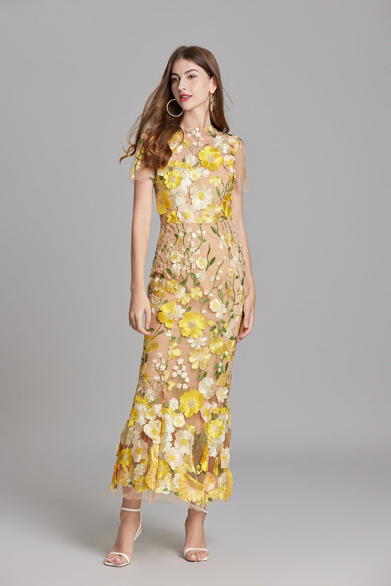 Lara | Elegantes Blumenkleid aus Mesh - Elle Zürich