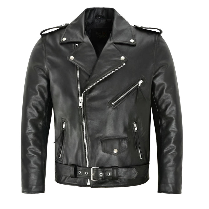 Austin | Herren Winter Leder-Bikerjacke mit Gürtel