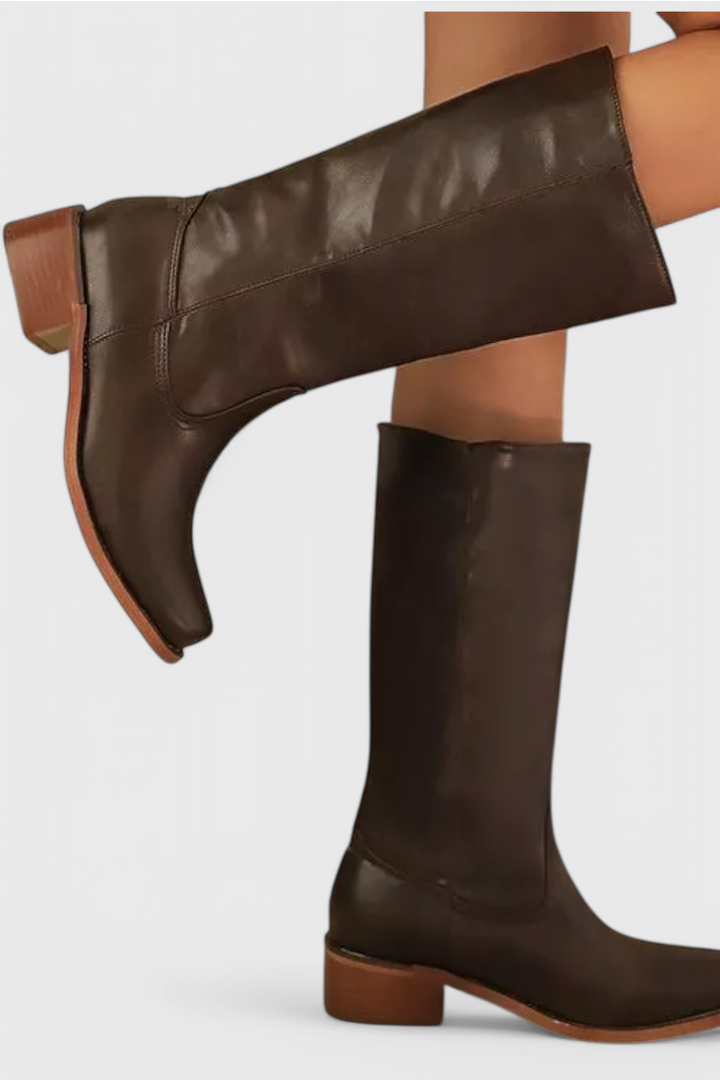 Carmen | Damen Leder Kniehohe Stiefel mit Absätzen