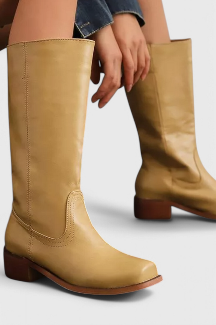 Carmen | Damen Leder Kniehohe Stiefel mit Absätzen