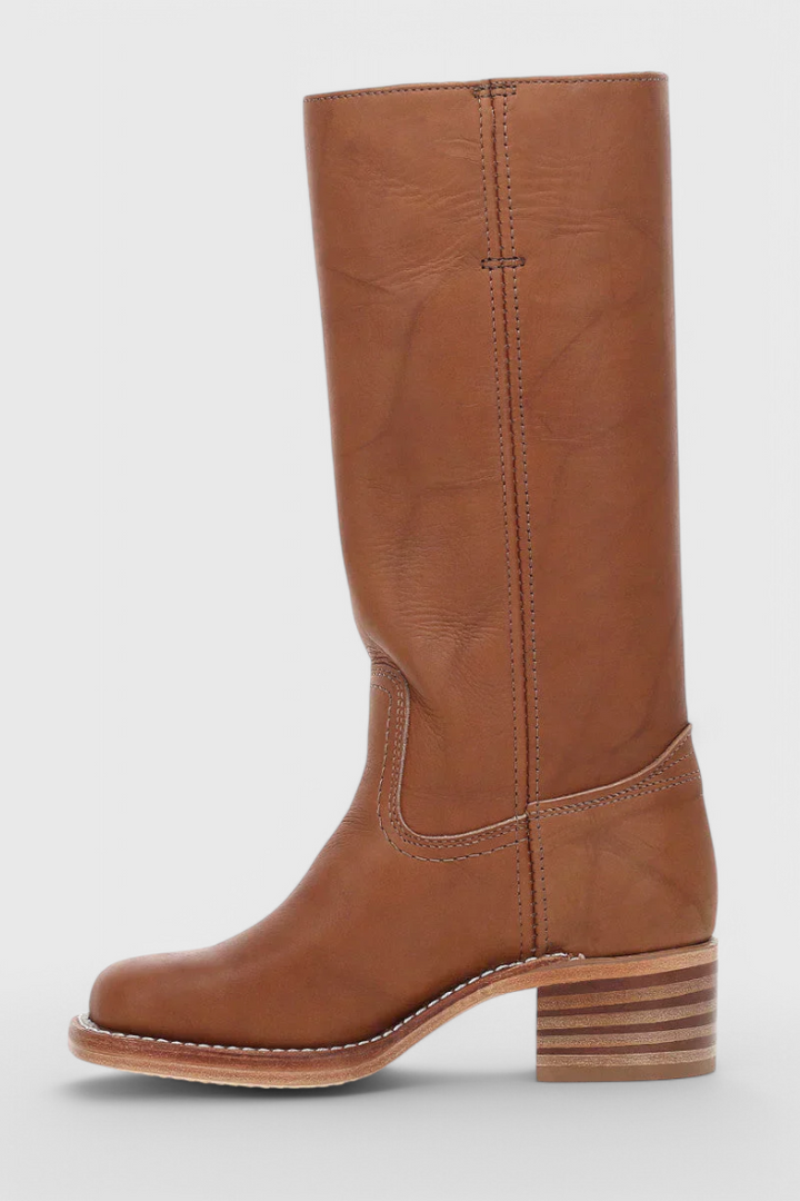 Carmen | Damen Leder Kniehohe Stiefel mit Absätzen