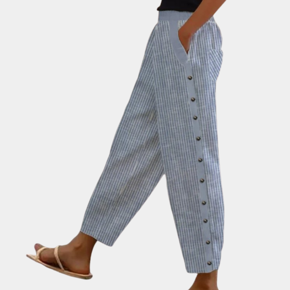 Natascha | Stylische gestreifte Hose mit seitlichen Knöpfen - Elle Zürich