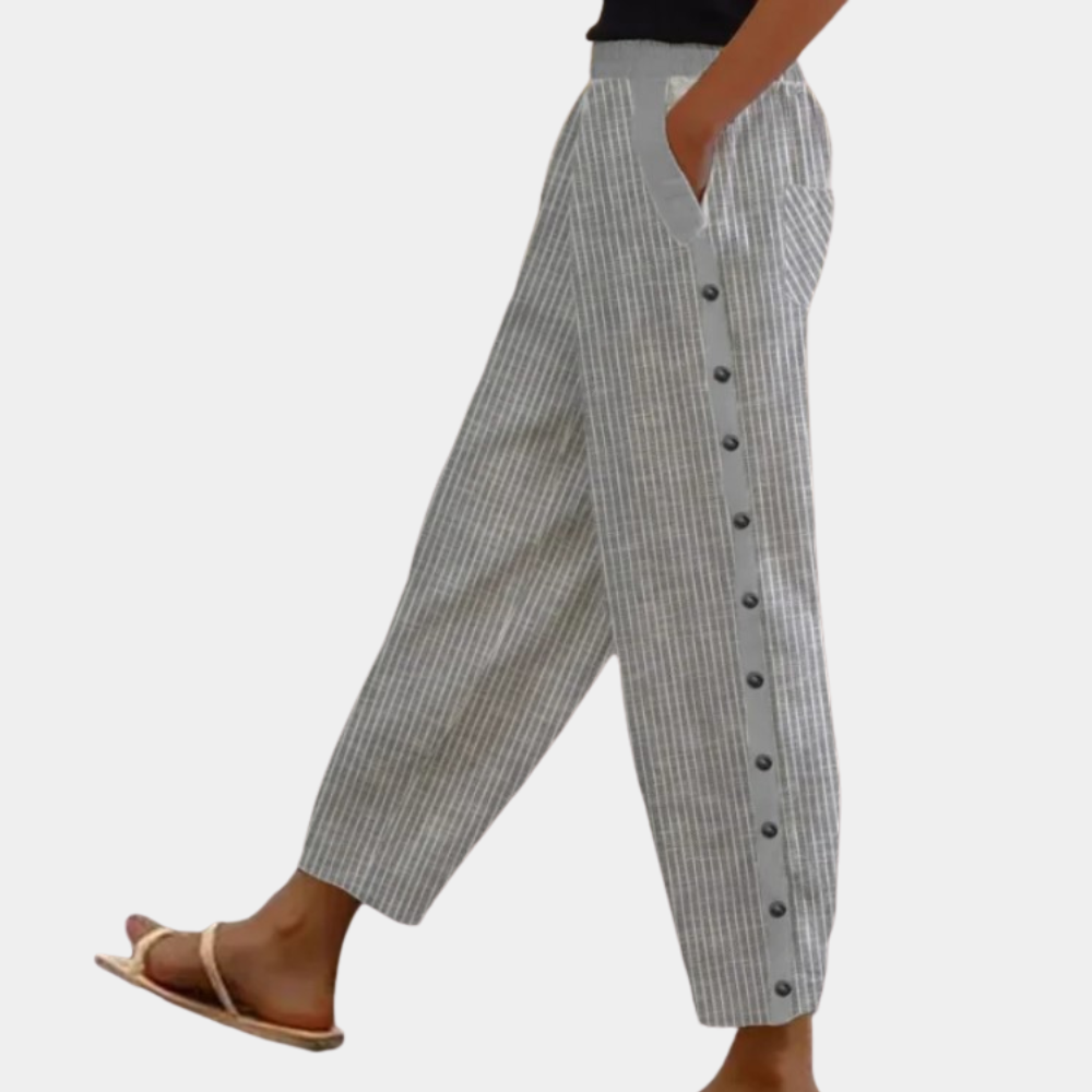Natascha | Stylische gestreifte Hose mit seitlichen Knöpfen - Elle Zürich