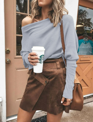 Helene | Damen Winter Lässiger Schulterfreier Pullover - Elle Zürich