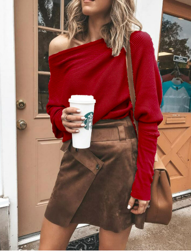 Helene | Damen Winter Lässiger Schulterfreier Pullover - Elle Zürich