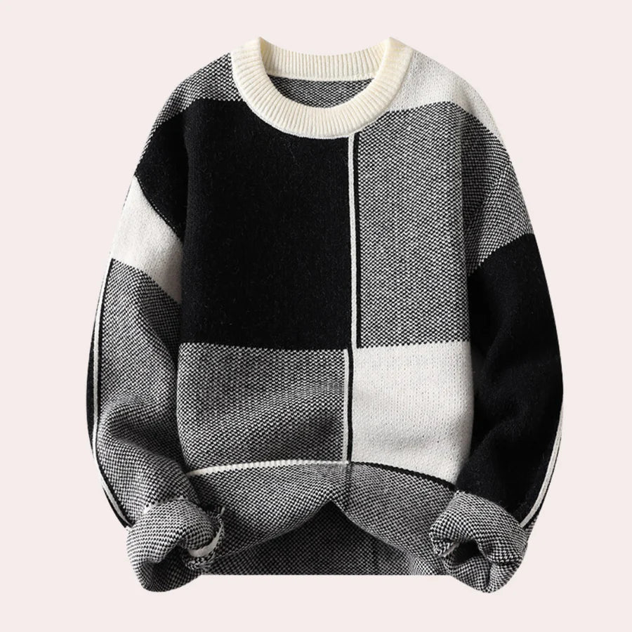 Dominic | Herrenpullover mit Karomuster und Rundhalsausschnitt - Elle Zürich
