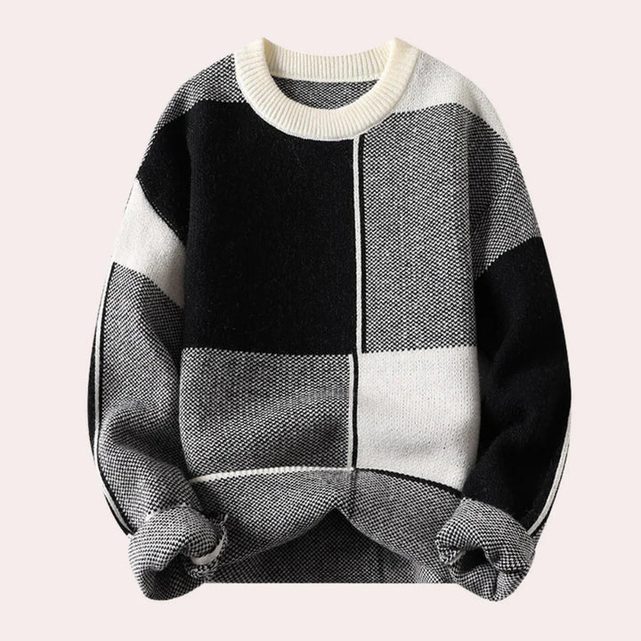 Dominic | Herrenpullover mit Karomuster und Rundhalsausschnitt - Elle Zürich