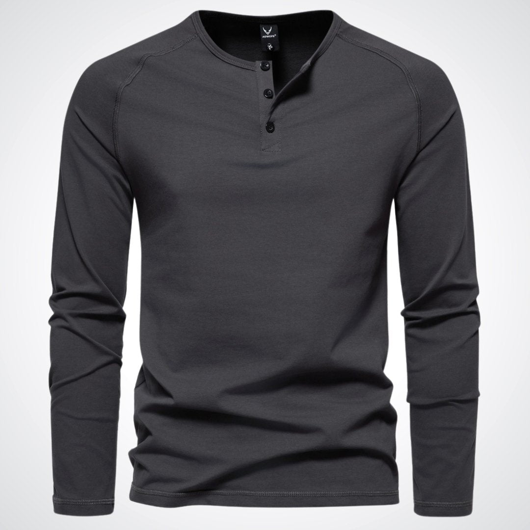 Lars | Herren Slim Fit Henley Langarmshirt - Elle Zürich