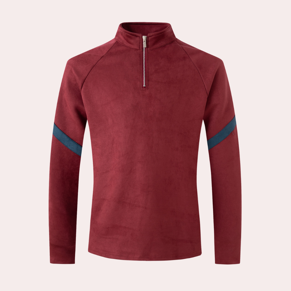 Moritz | Herren-Quarter-Zip-Pullover mit gestreiften Ärmeln - Elle Zürich
