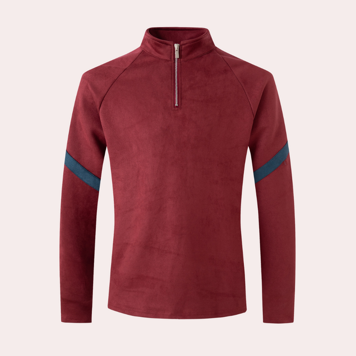 Moritz | Herren-Quarter-Zip-Pullover mit gestreiften Ärmeln - Elle Zürich