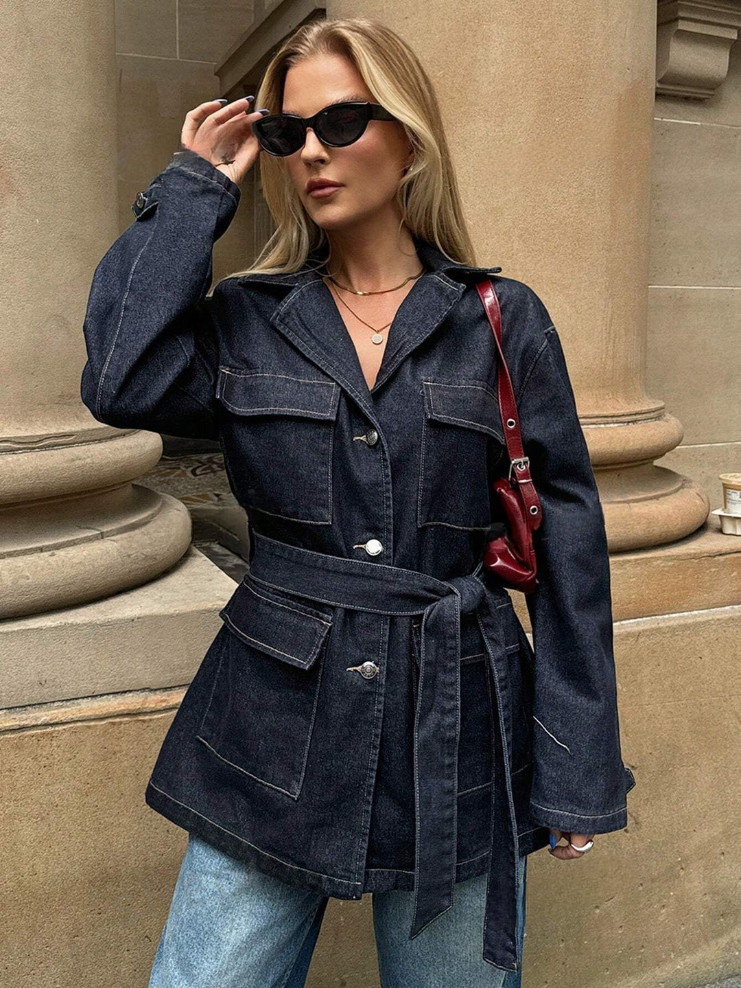 Nicole | Damen Winter-Jeanskleid mit Gürtel - Elle Zürich